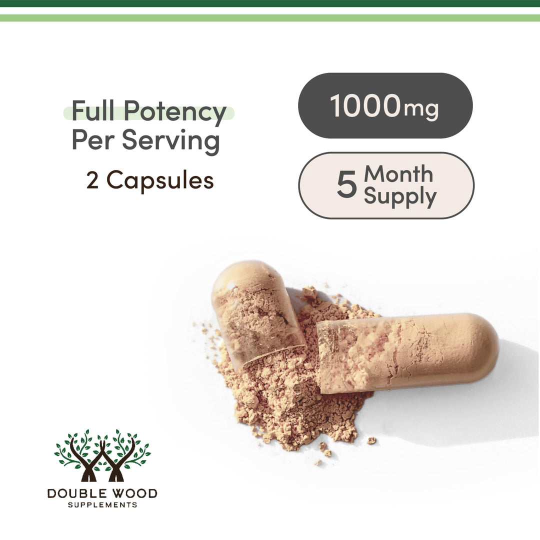 Double Wood Supplements Maca Root Capsules, Black Red Yellow, 1,000 mg, 300 Count