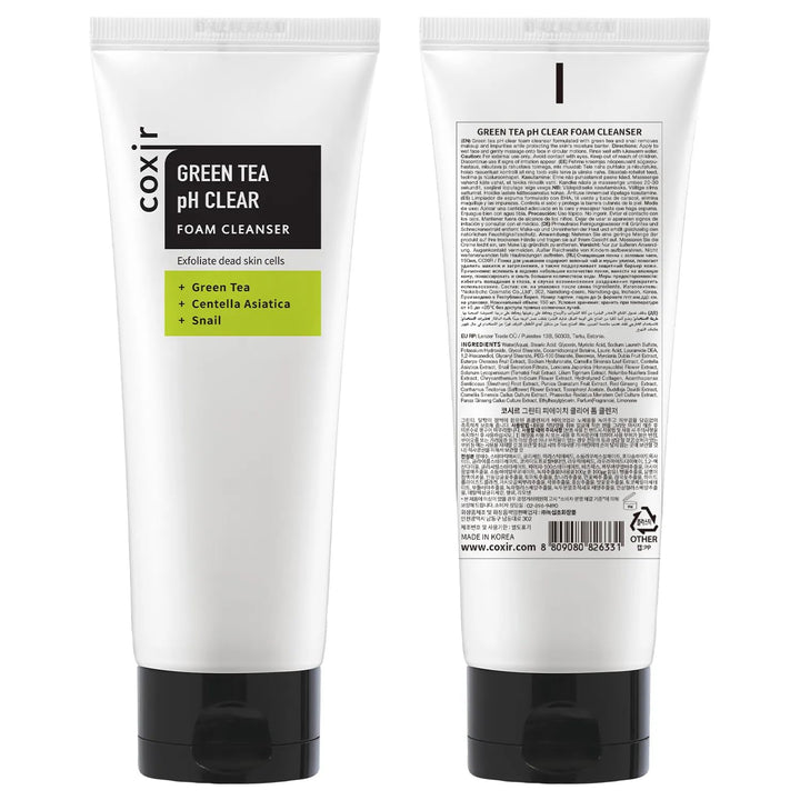 coxir Green Tea pH Clear Foam Cleanser, 5.07 fl oz
