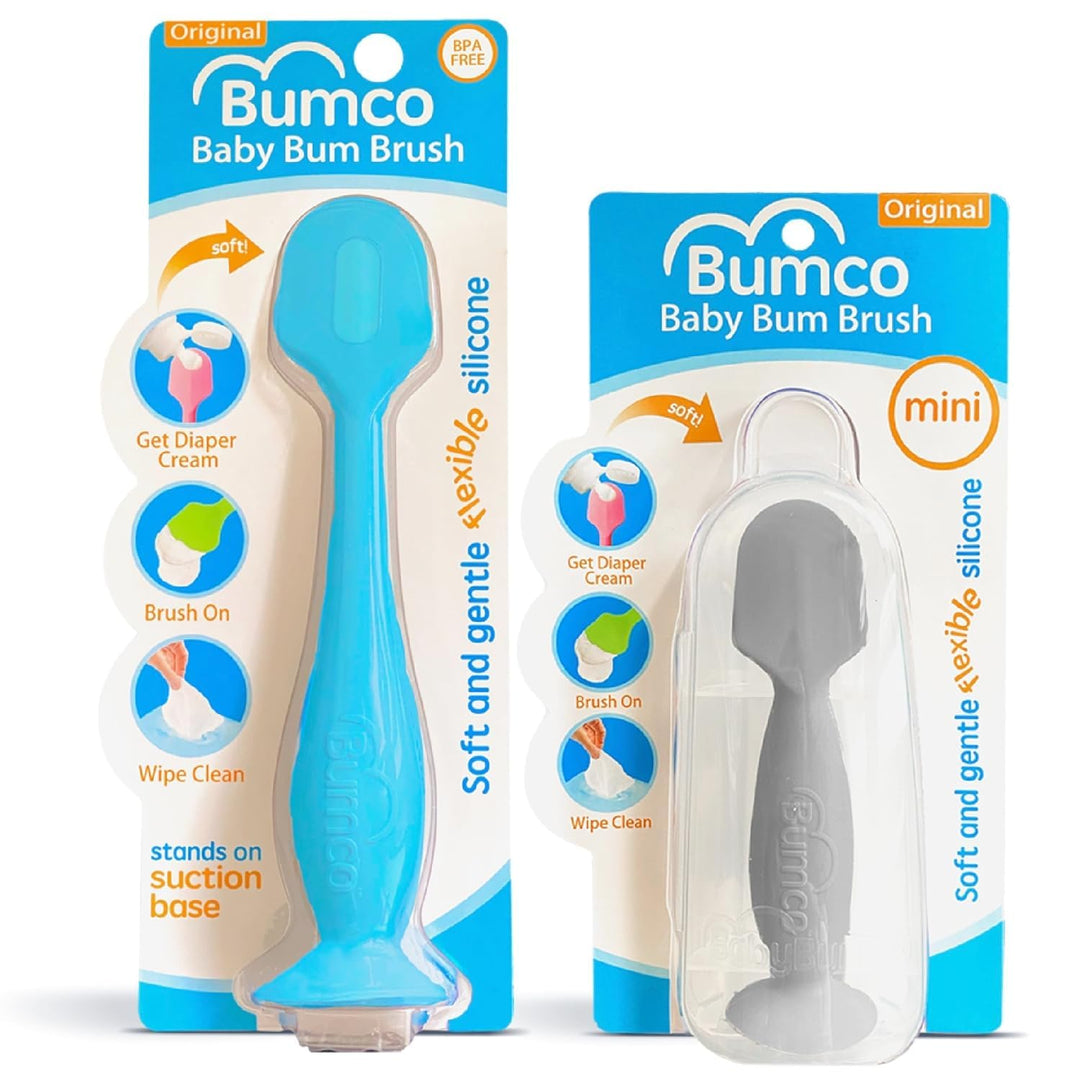 Baby Bum Brush Diaper Cream Applicator, Blue, Full Size and Gray Mini, 2 Count