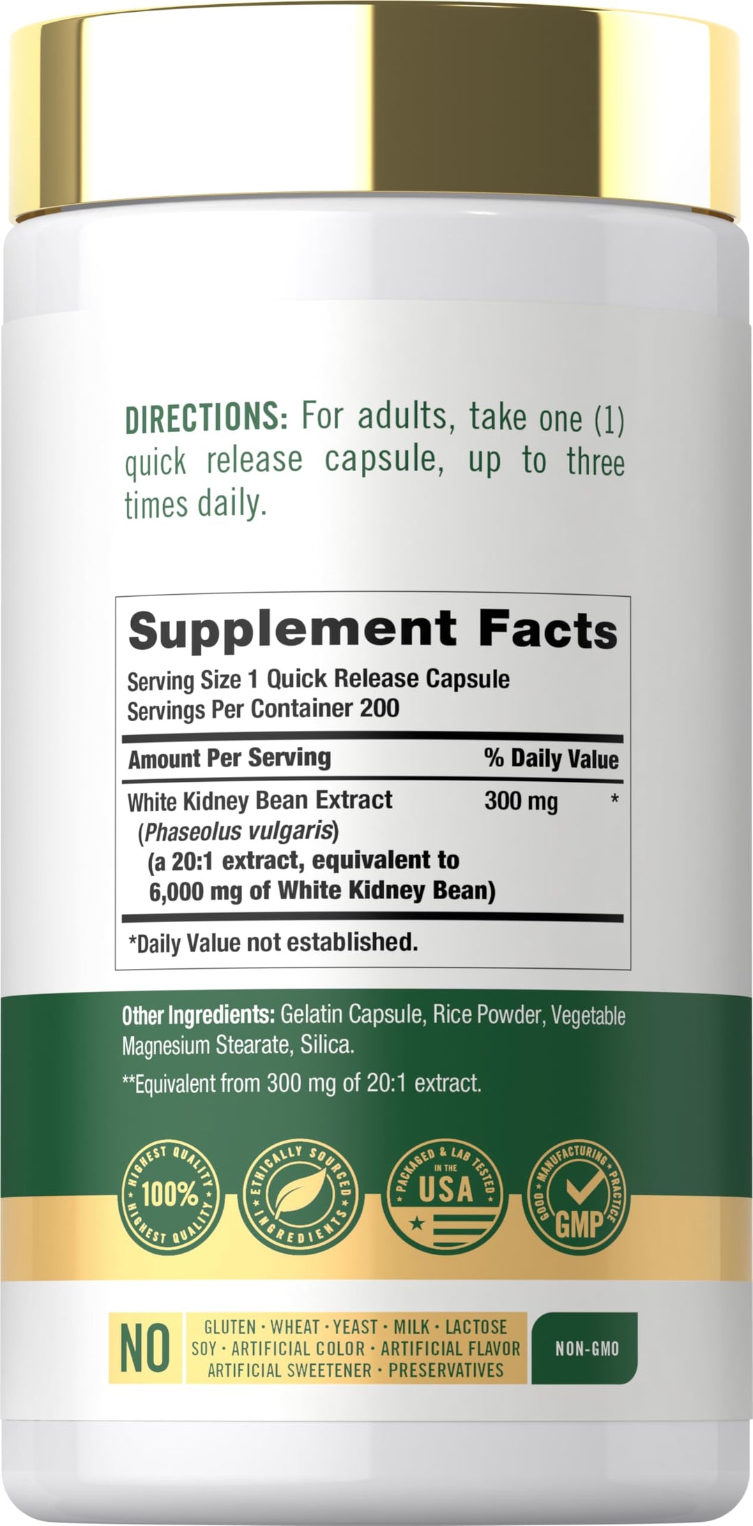Carlyle White Kidney Bean Extract, 6000 mg, 200 Count