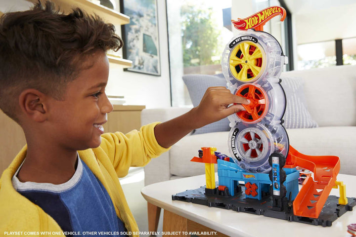 Hot Wheels City Super Twist Tire Shop Playset And Toy Car