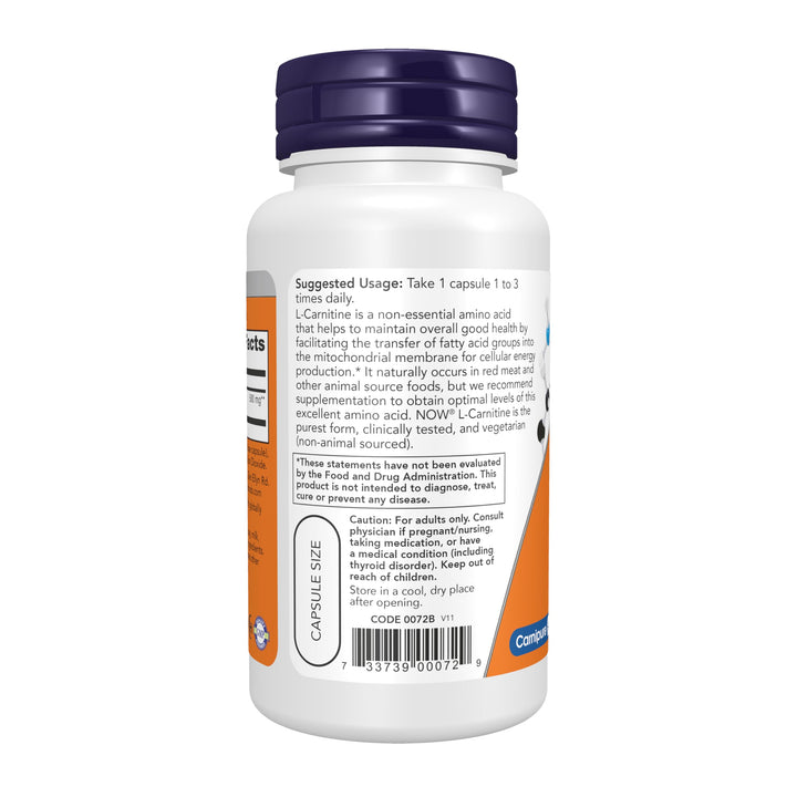 NOW L-Carnitine 500 mg, 60 Count