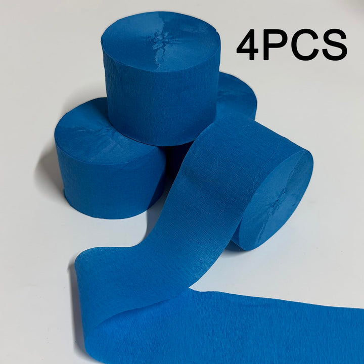 AOODOOM Crepe Paper Streamers, Blue, 4 Rolls