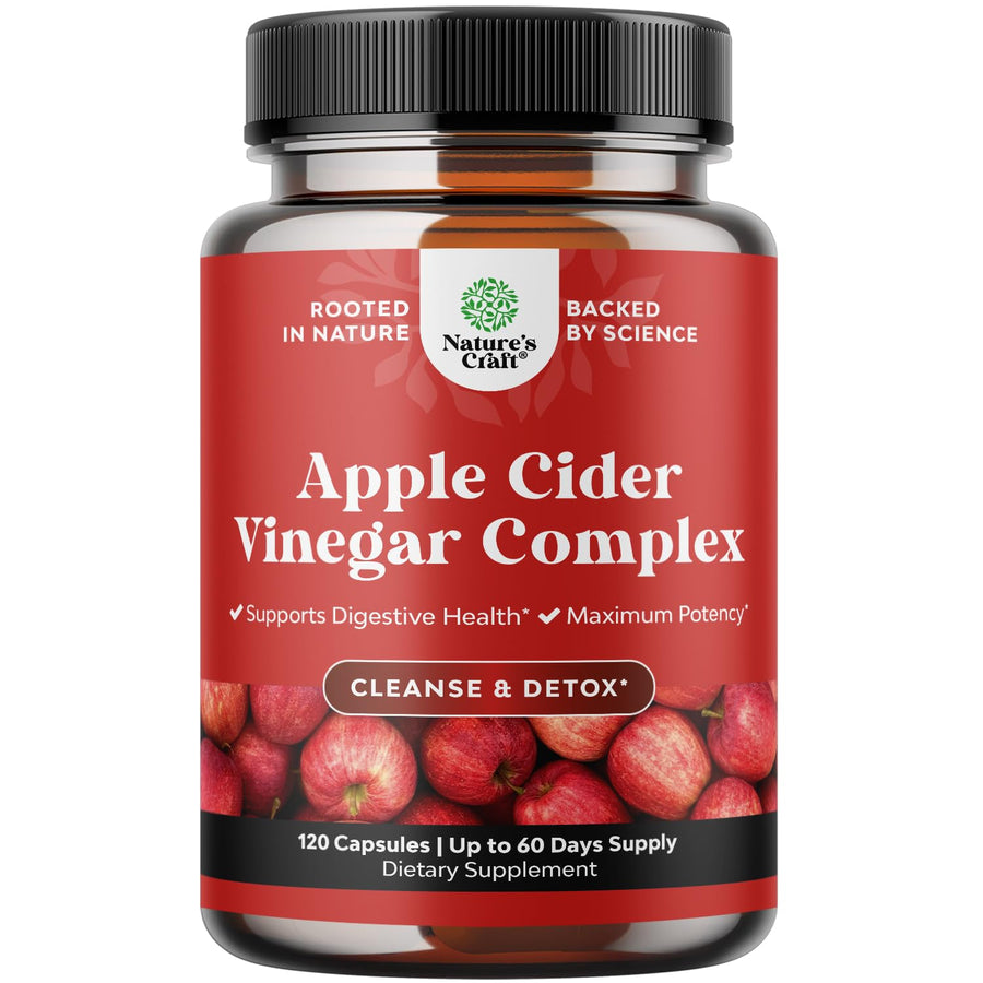 Natures Craft Apple Cider Vinegar Capsules, Extra Strength, 60 Count