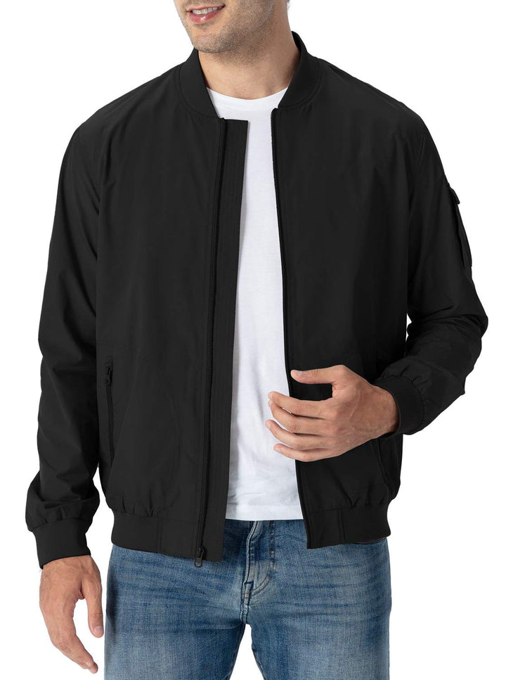 Rdruko Windbreaker Bomber Jacket, Black, XL