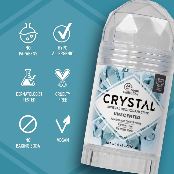 Crystal Essence Deodorant Stick, Unscented, 4.25 oz