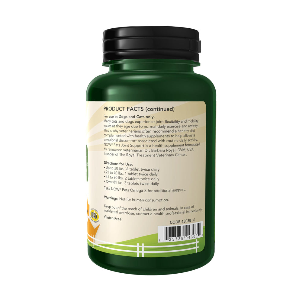 NOW Pet Health Joint Support Supplement for Cats and Dogs, 90 Count