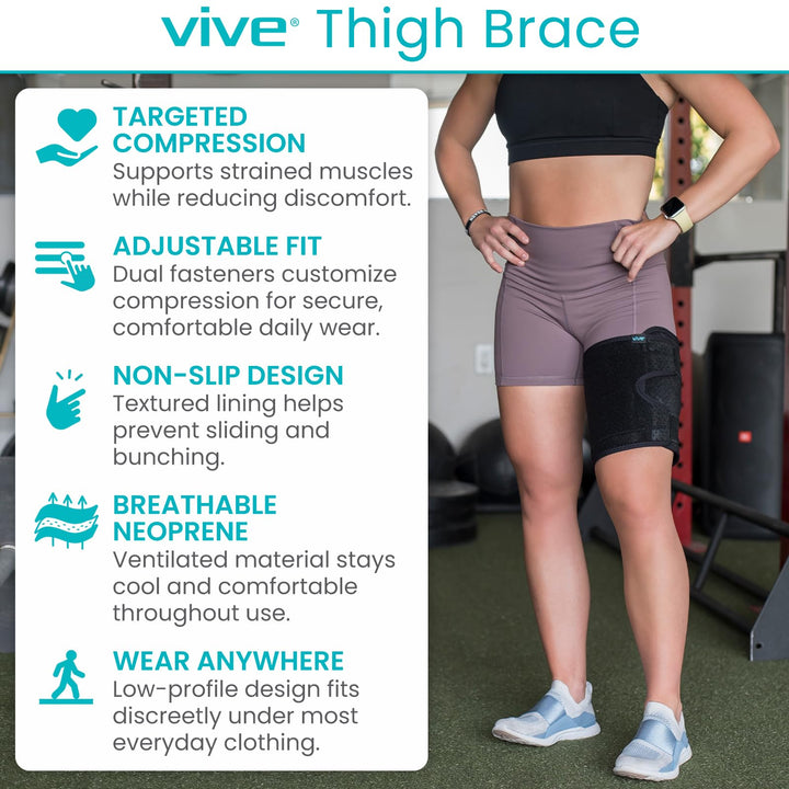 Vive Thigh Brace, Black, Single