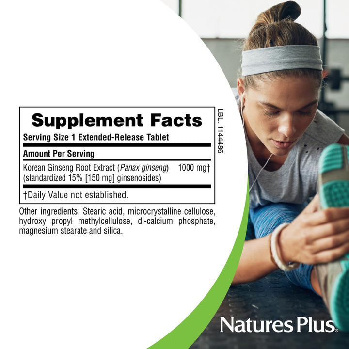 Nature's Plus Herbal Actives Korean Ginseng Extended Release, 1000 mg, 30 Count