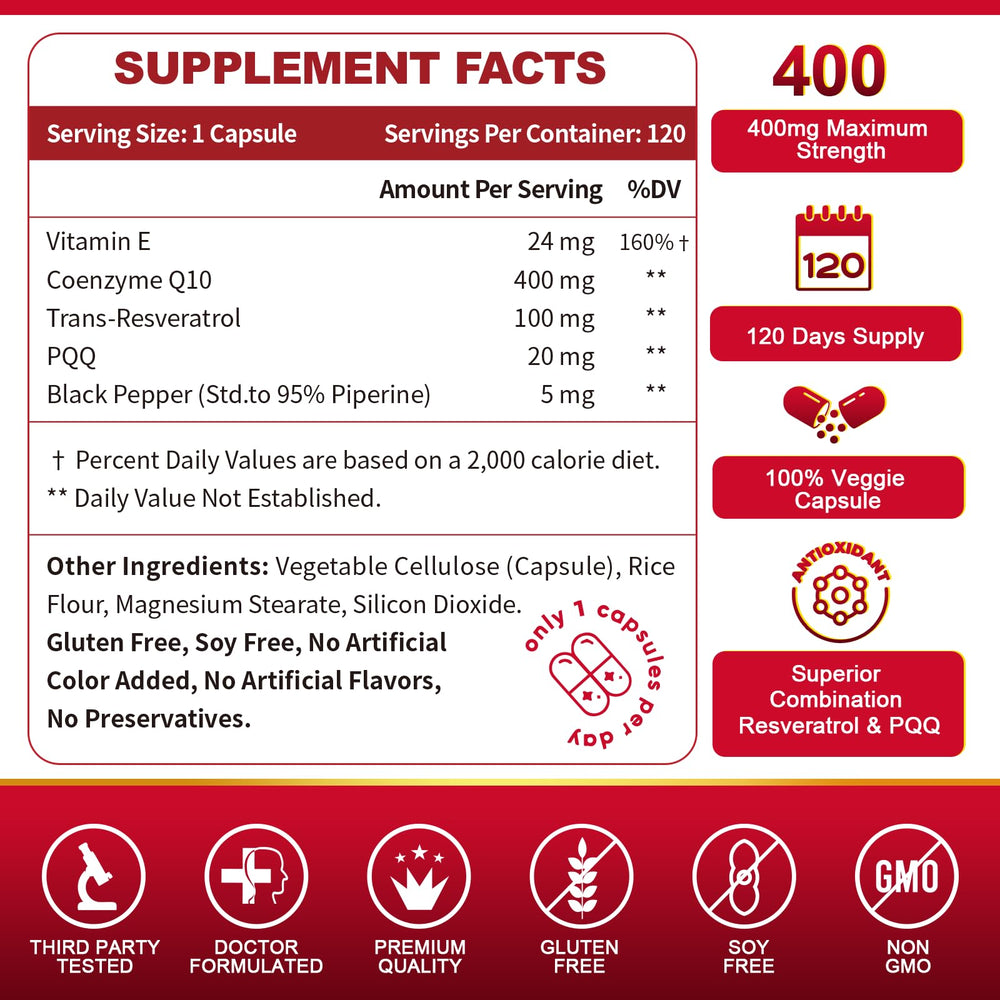 ZEBORA CoQ10, 400 mg, 120 Count
