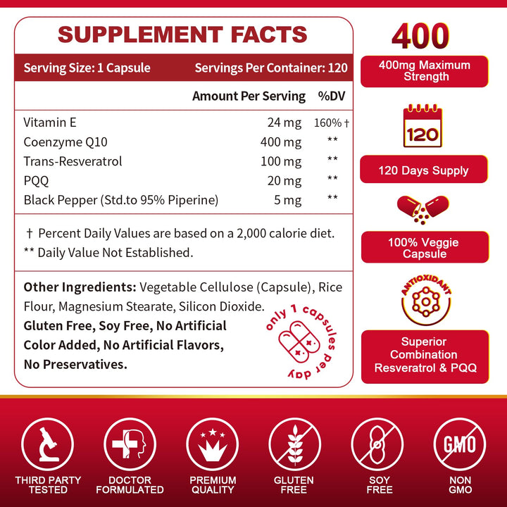 ZEBORA CoQ10, 400 mg, 120 Count