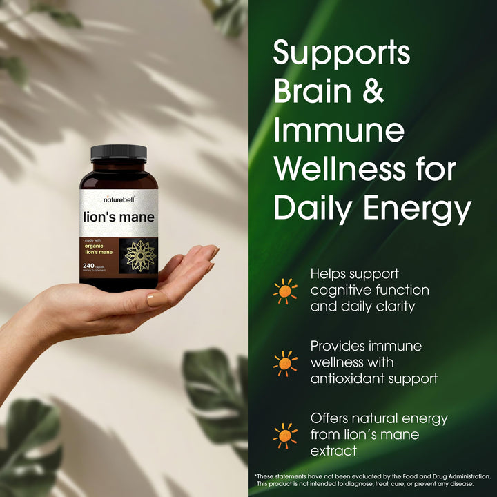 NatureBell Lion's Mane Capsules, 600 mg, 240 Count