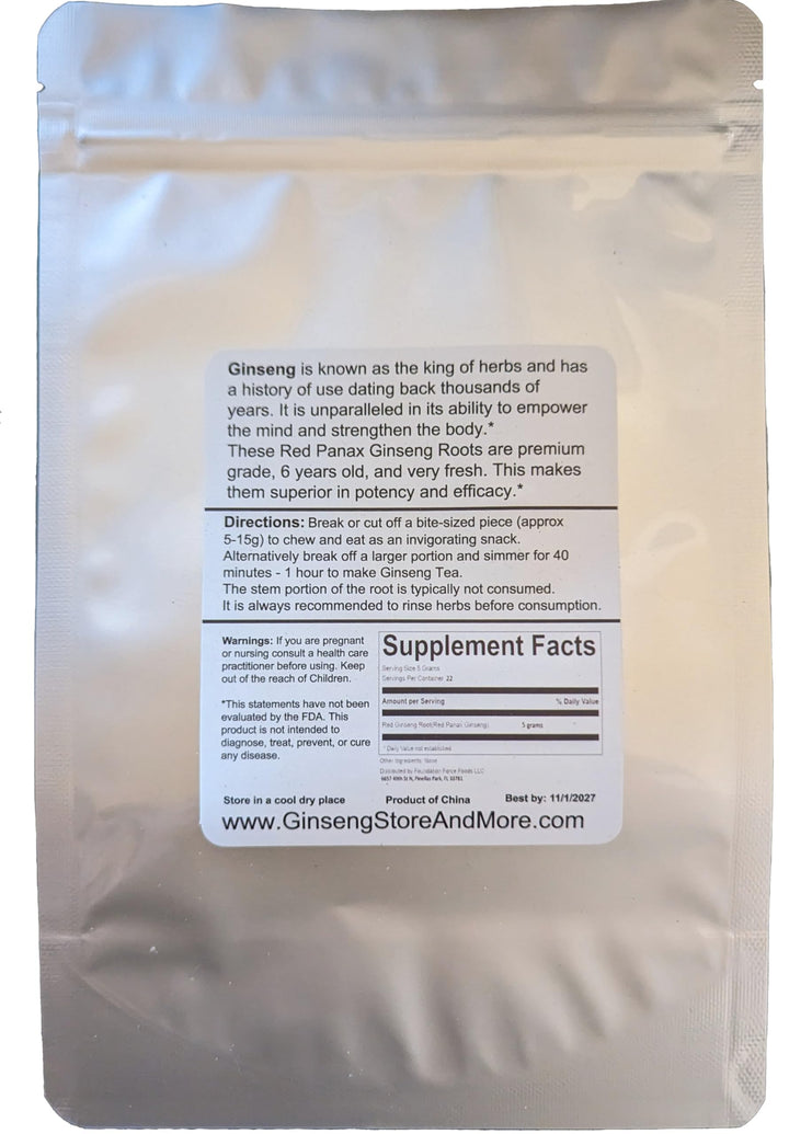 GinsengStoreAndMore Red Panax Ginseng Whole Roots, 4 oz