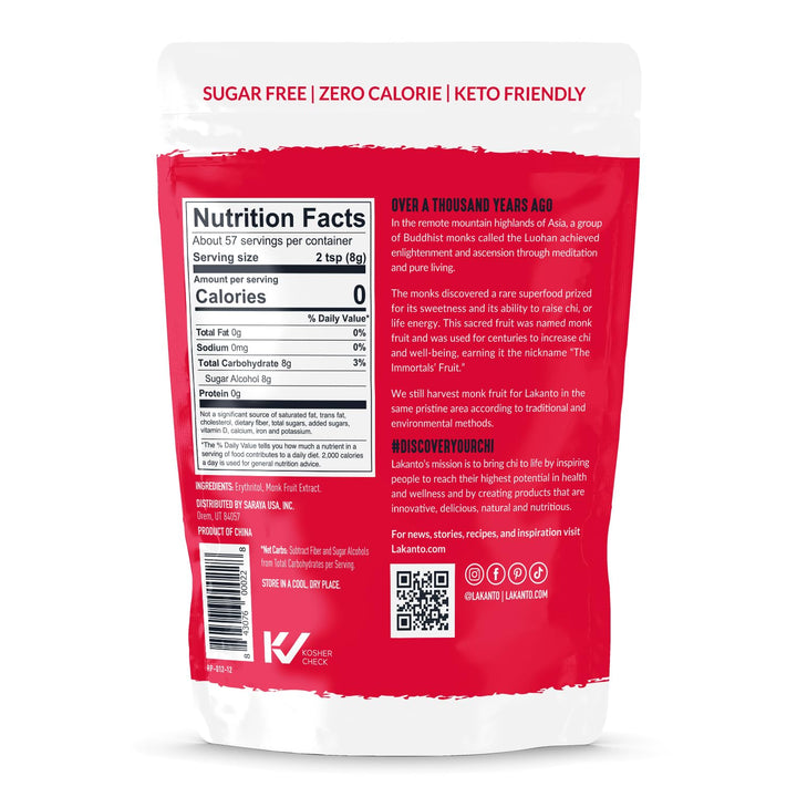Lakanto Classic Monk Fruit Sweetener With Erythritol, 1 lb