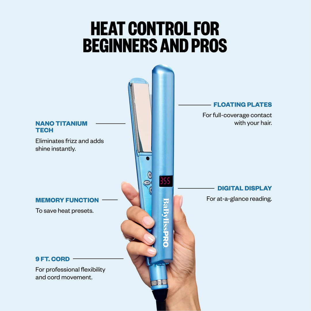BaBylissPRO Nano Titanium Flat Iron, 1 in