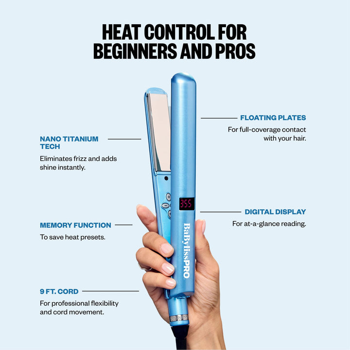 BaBylissPRO Nano Titanium Flat Iron, 1 in