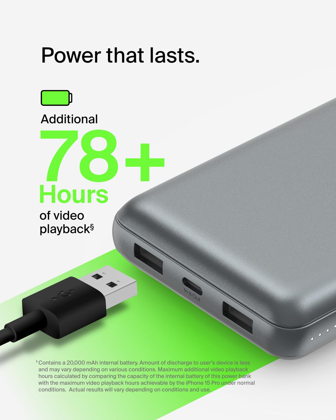 Belkin BoostCharge Power Bank, 20000mAh, 15W