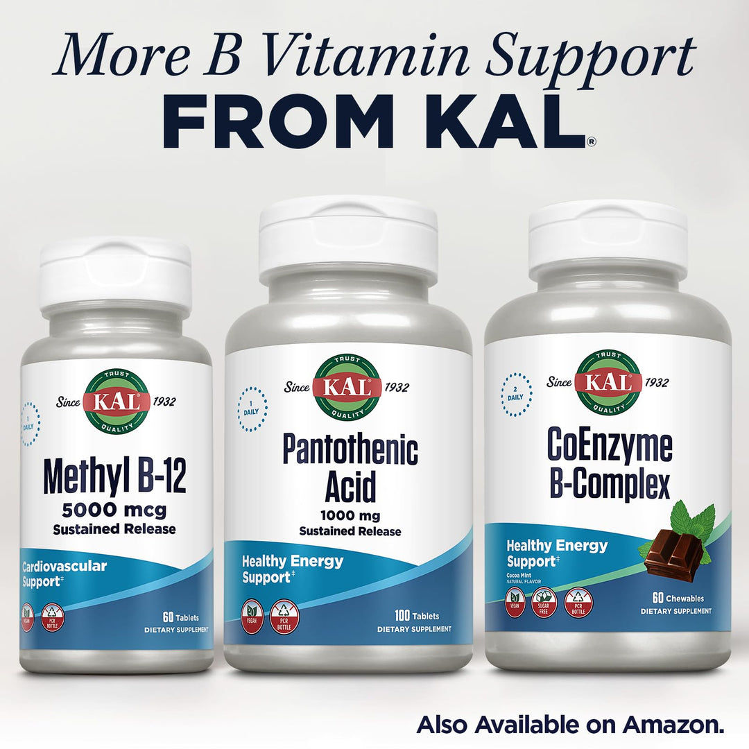 KAL Pantothenic Acid Sustained Release Tablets, 1000 mg, 100 Count