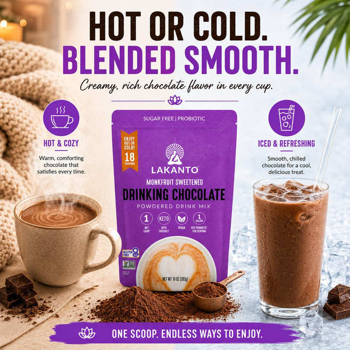 Lakanto Sugar Free Drinking Chocolate Mix, Original, 10 oz