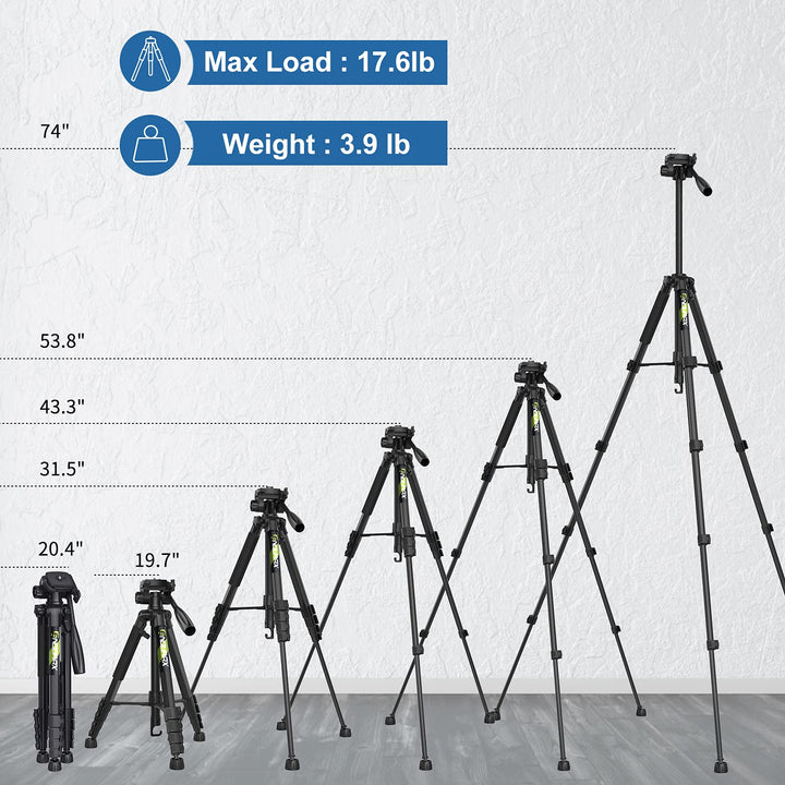 Endurax 74 Camera Tripod, Black