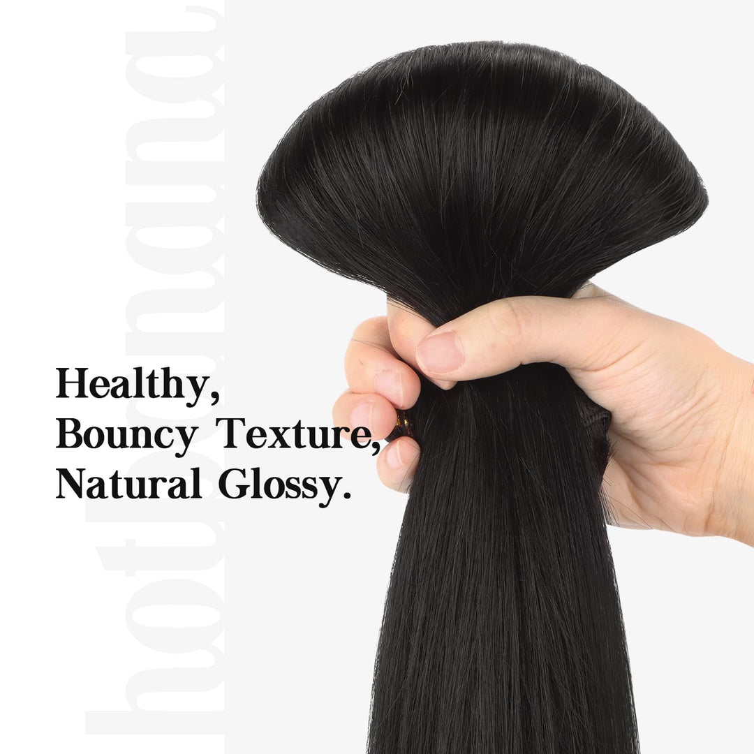 hotbanana Human Hair Clip In Extensions, Natural Black, 22 Inch, 120 g, 7 Count