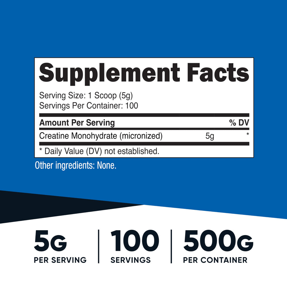 Nutricost Micronized Creatine Monohydrate Powder, Unflavored, 500 g