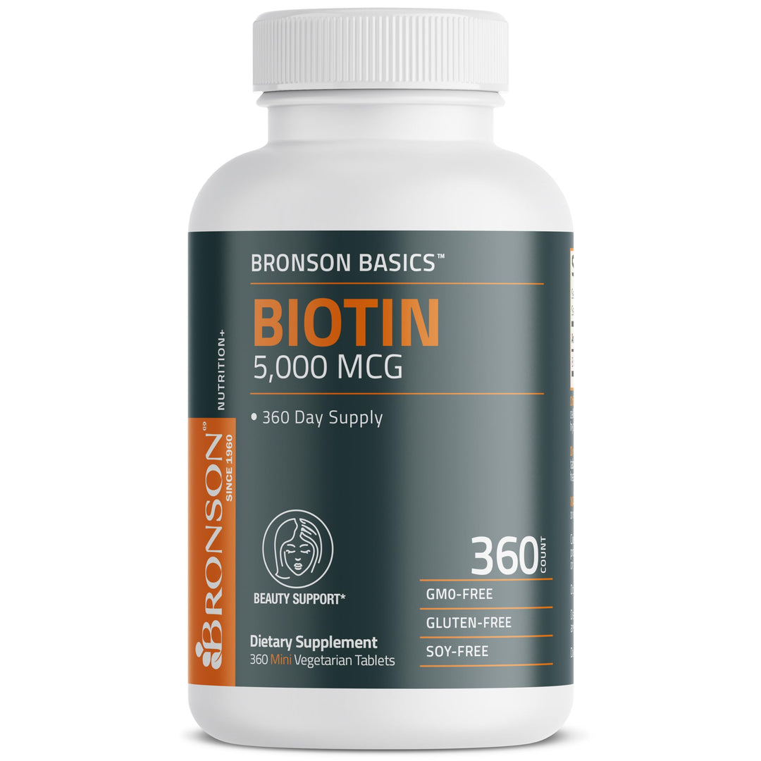 Bronson Biotin Tablets, 5000 mcg, 360 Count