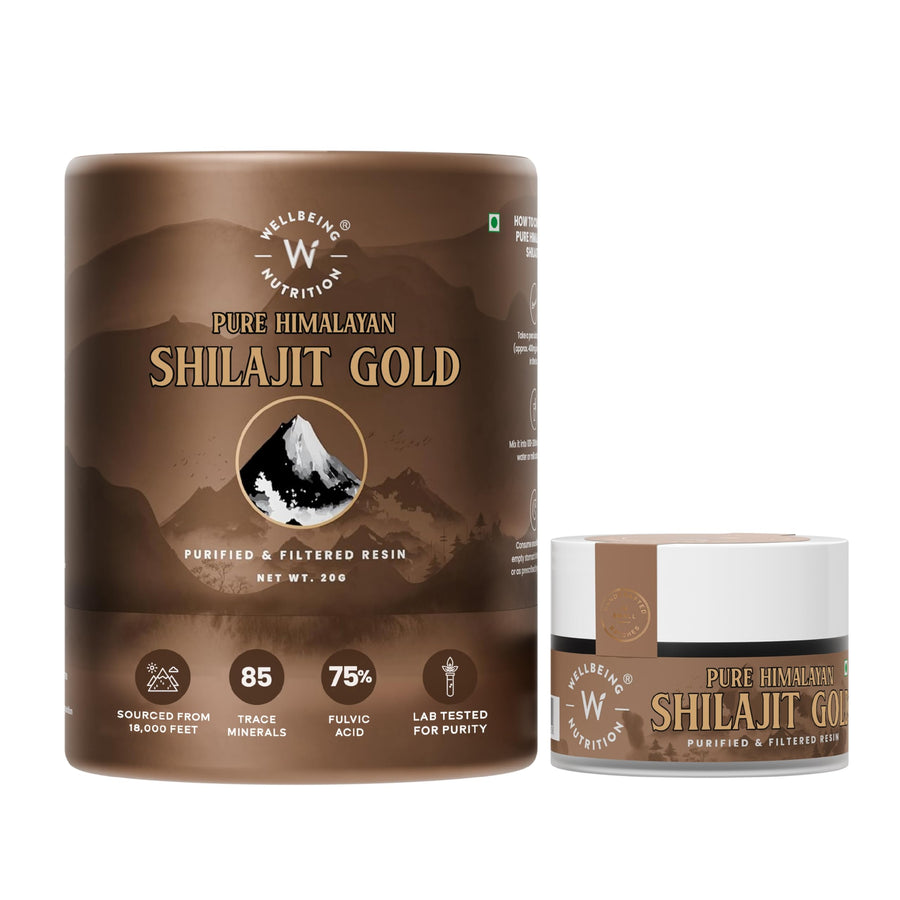 Wellbeing Nutrition Himalayan Shilajit Gold Resin, 24K Gold Leaf