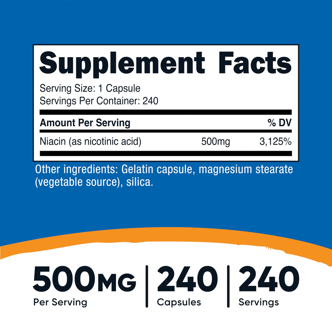 Nutricost Niacin Vitamin B3, 500 mg, 240 Count