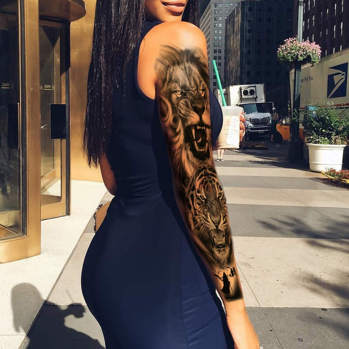 LEOARS Temporary Animal Tattoo, Black, Full Sleeve