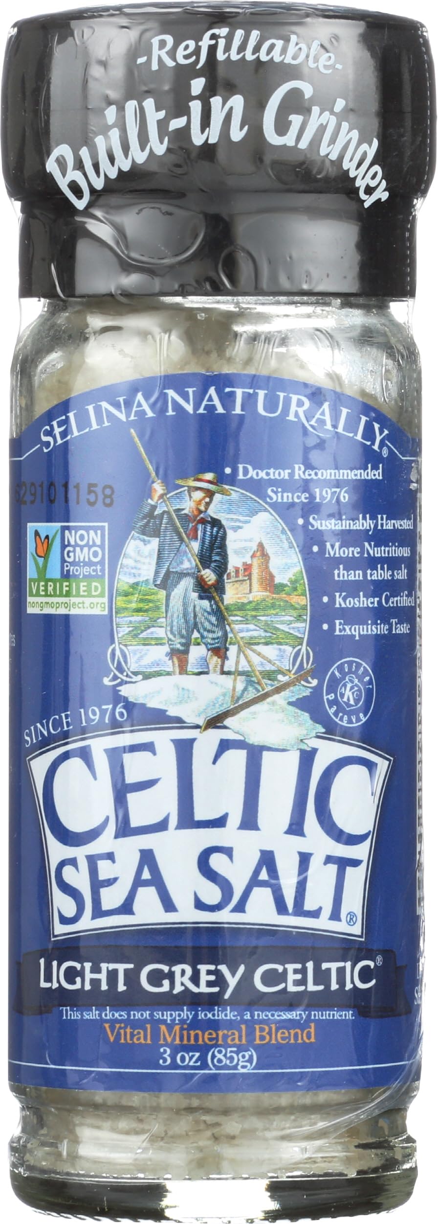 Celtic Sea Salt Light Grey Grinder, 3 oz