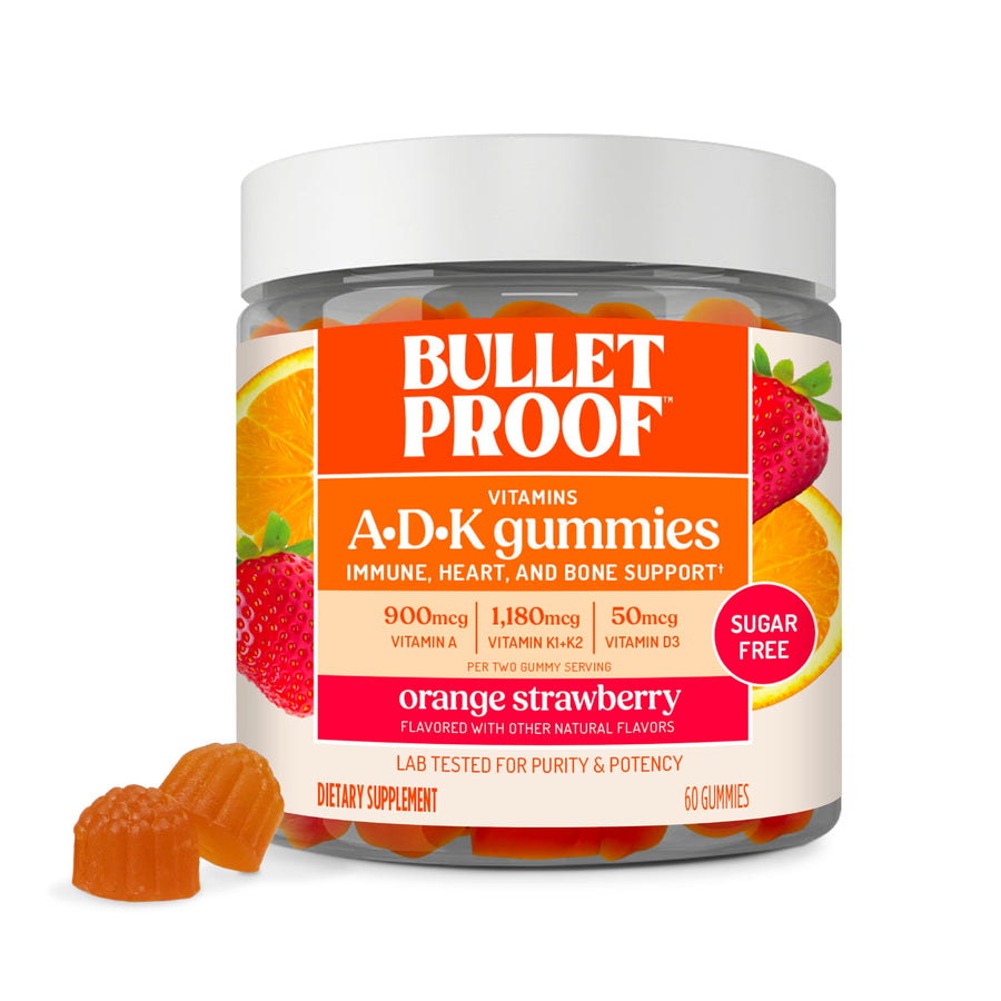 Bulletproof Vitamins A+D+K Gummies, Orange Strawberry, Sugar-Free, 60 Count