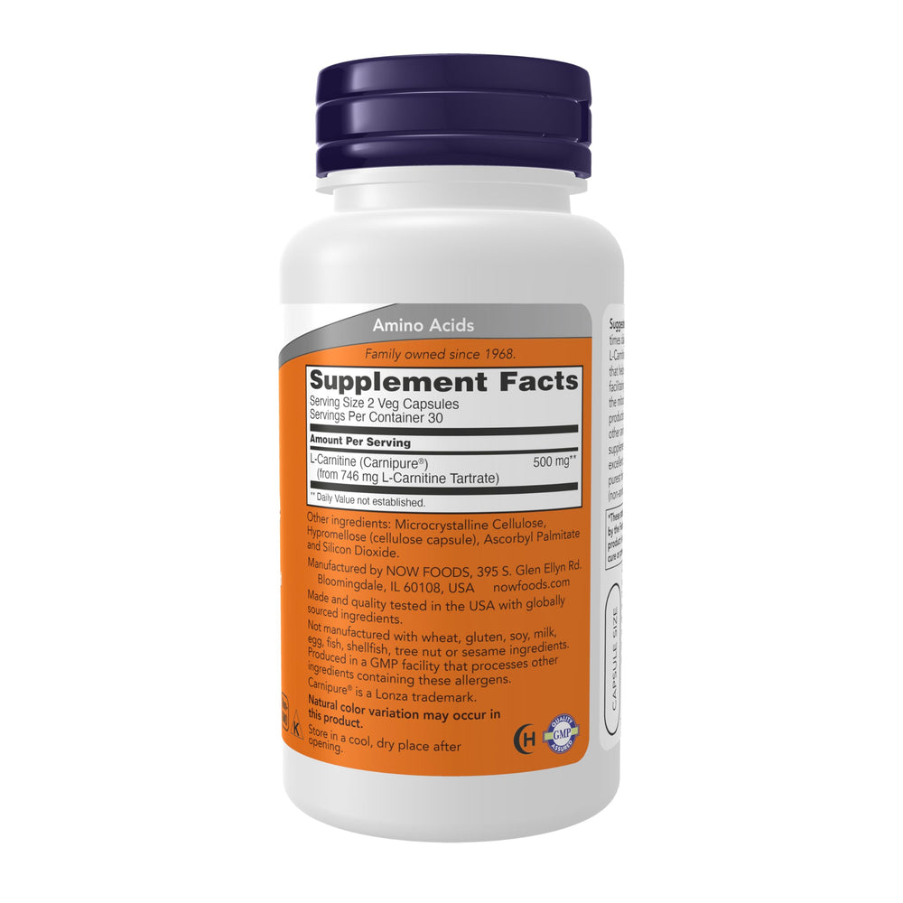 NOW L-Carnitine 250 mg, 60 Count