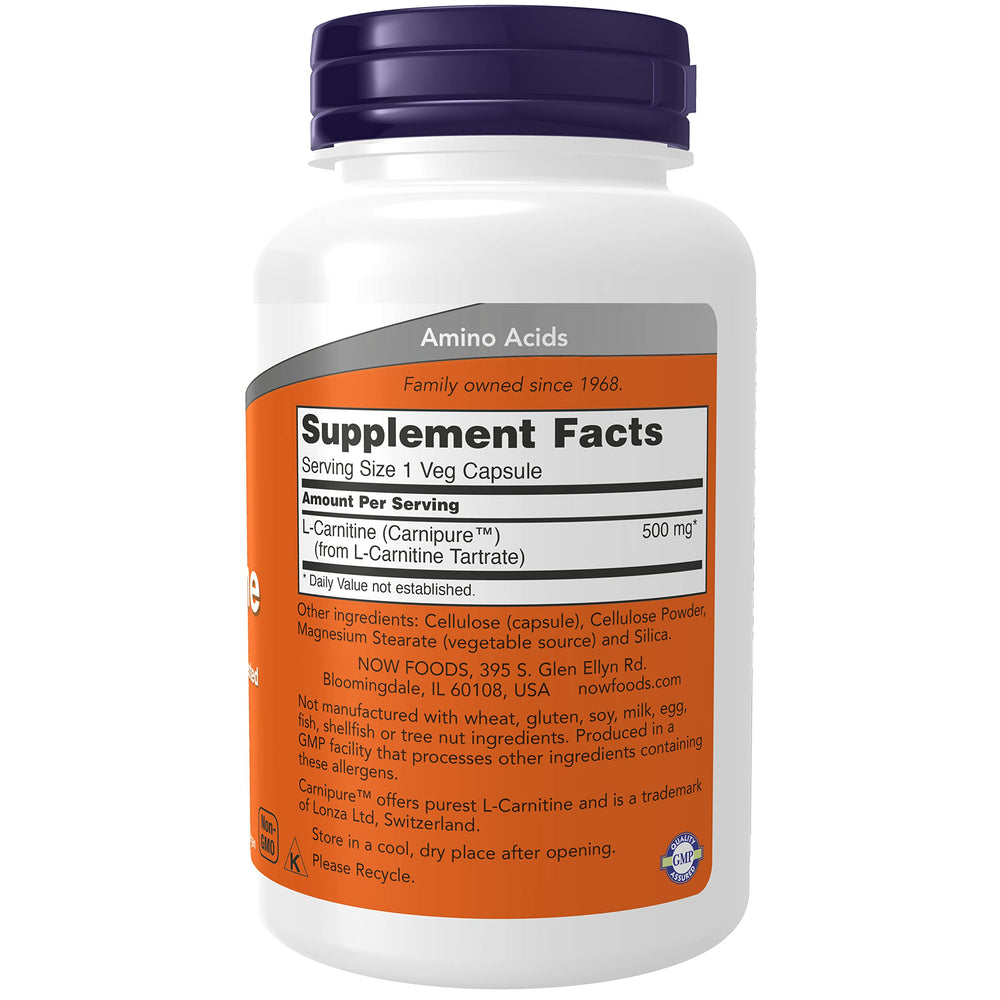NOW L-Carnitine 500 mg, 180 Count
