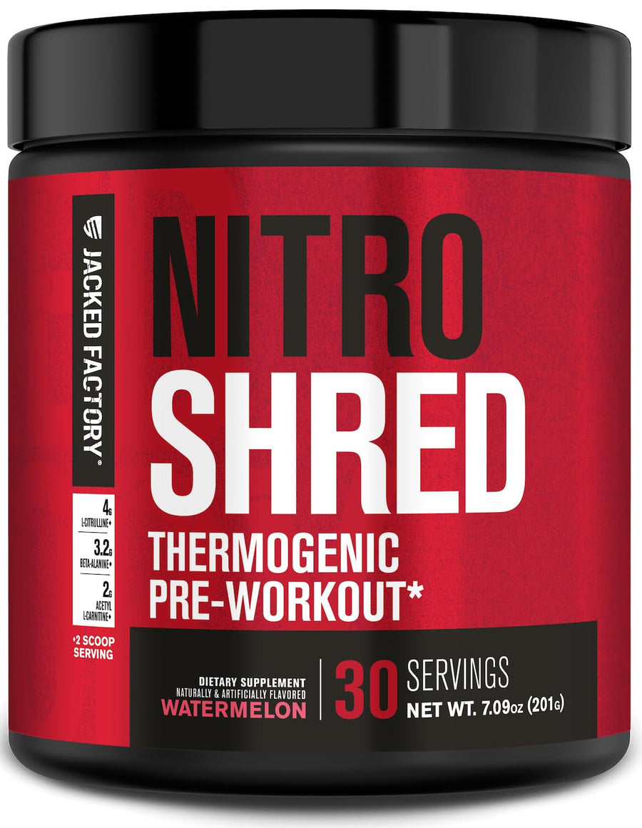 Jacked Factory Nitrosurge Shred Pre Workout Supplement, Watermelon, 30 Servings