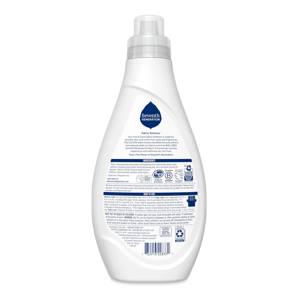 Seventh Generation Fabric Softener, Free & Clear, 32 fl oz