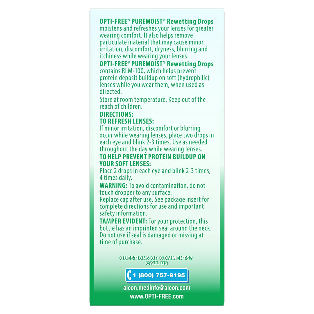 Opti-Free Puremoist Rewetting Drops, 12 ml