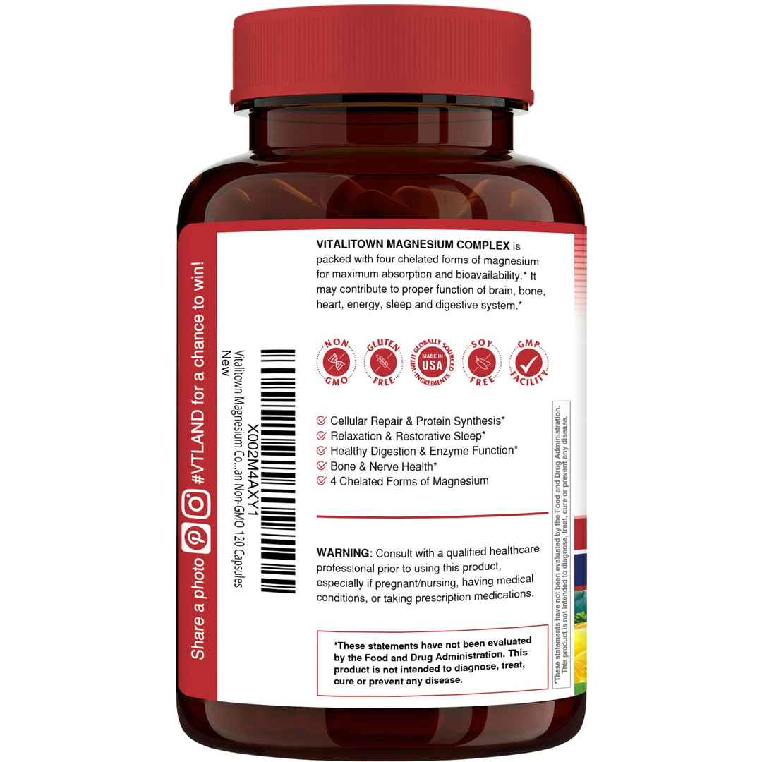 VITALITOWN Magnesium Complex Supplement, 500 mg, 120 Count