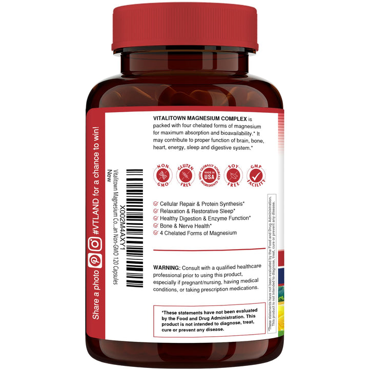 VITALITOWN Magnesium Complex Supplement, 500 mg, 120 Count