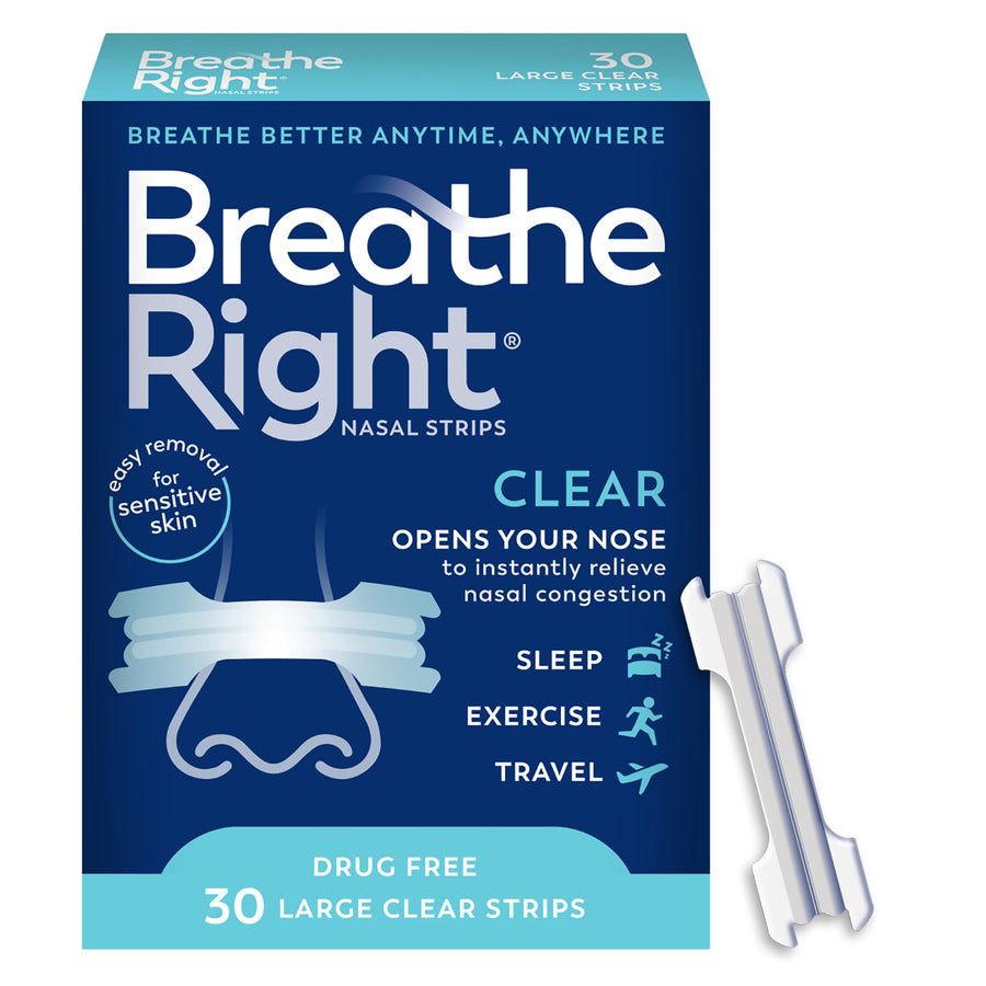 Breathe Right Nasal Strips, Clear, Large, 30 Count