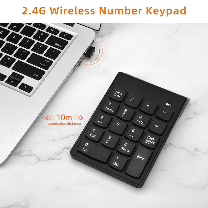 SMOOTHCLUE Wireless Numeric Keypad, Black, 18 Count