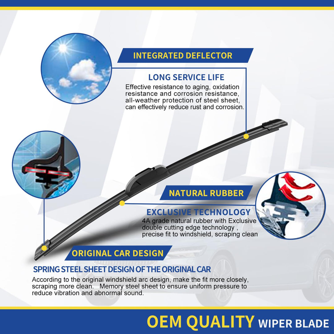 ANRDDO Factory Replacement Windshield Wiper Blades Set, 16 in, 14 in, 10 in, 4 Count