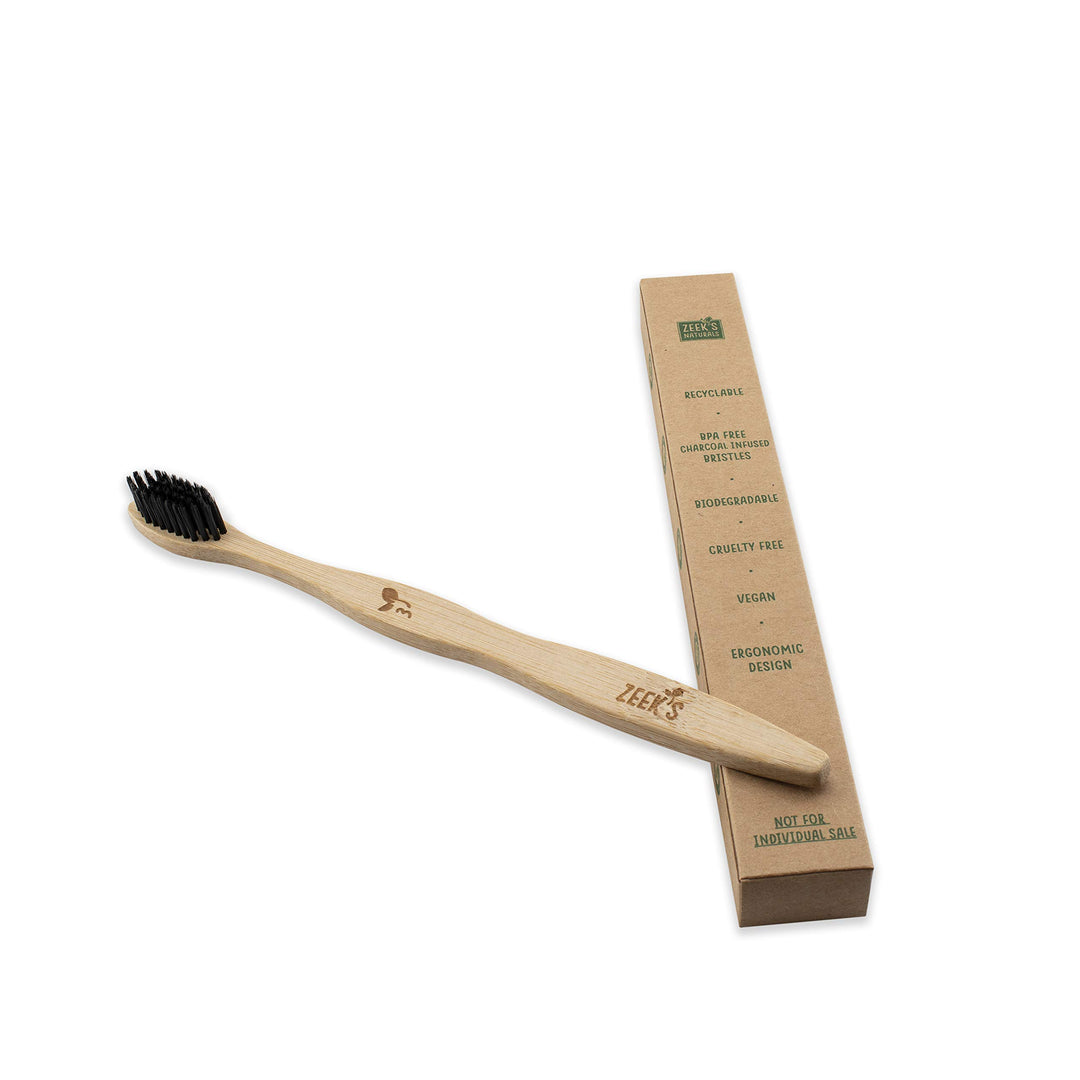 Zeek's Naturals LLC Bamboo Charcoal Toothbrushes, 4 Count