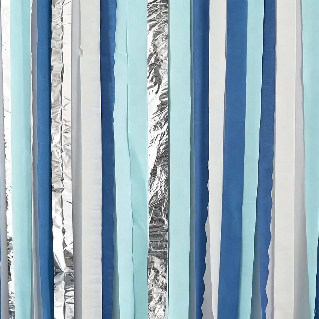 AOODOOM Crepe Paper Streamers, Blue, 4 Rolls
