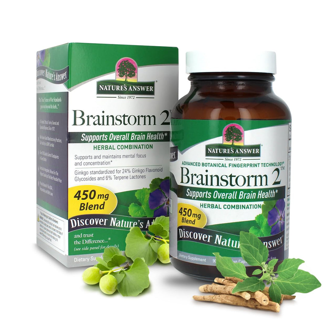 Nature's Answer Brainstorm 2 Herbal Combination, 450 mg, 90 Count