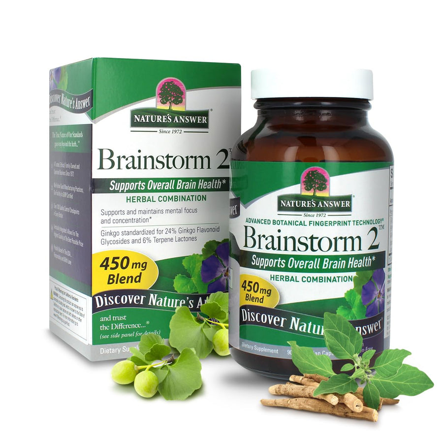 Nature's Answer Brainstorm 2 Herbal Combination, 450 mg, 90 Count