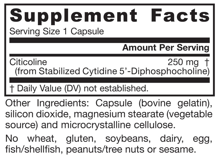 Jarrow Formulas Citicoline CDP, 250 mg, 60 Count