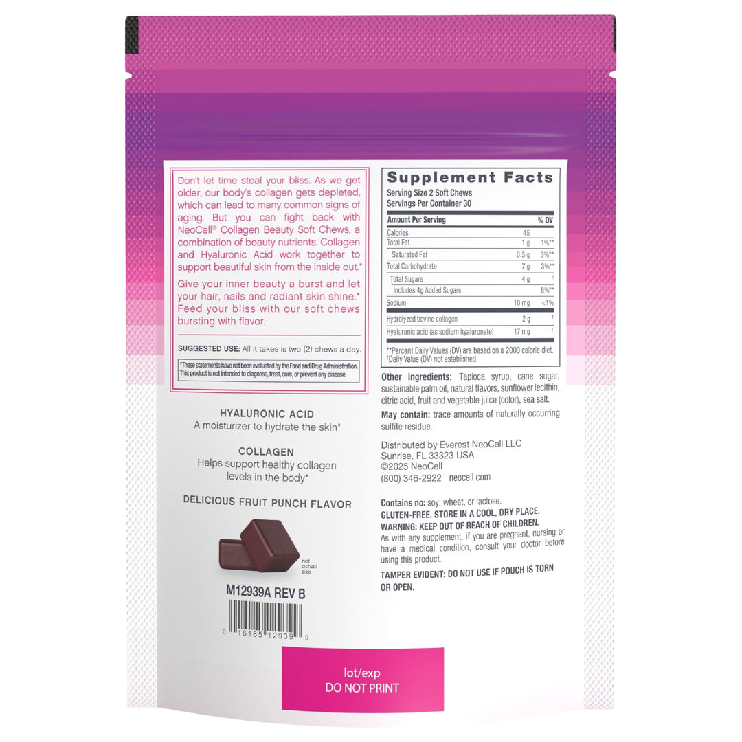 Neocell Collagen Beauty Soft Chews, Fruit Punch, 60 Count