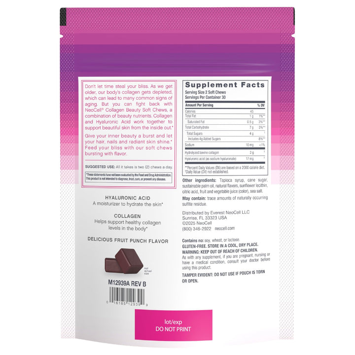 Neocell Collagen Beauty Soft Chews, Fruit Punch, 60 Count