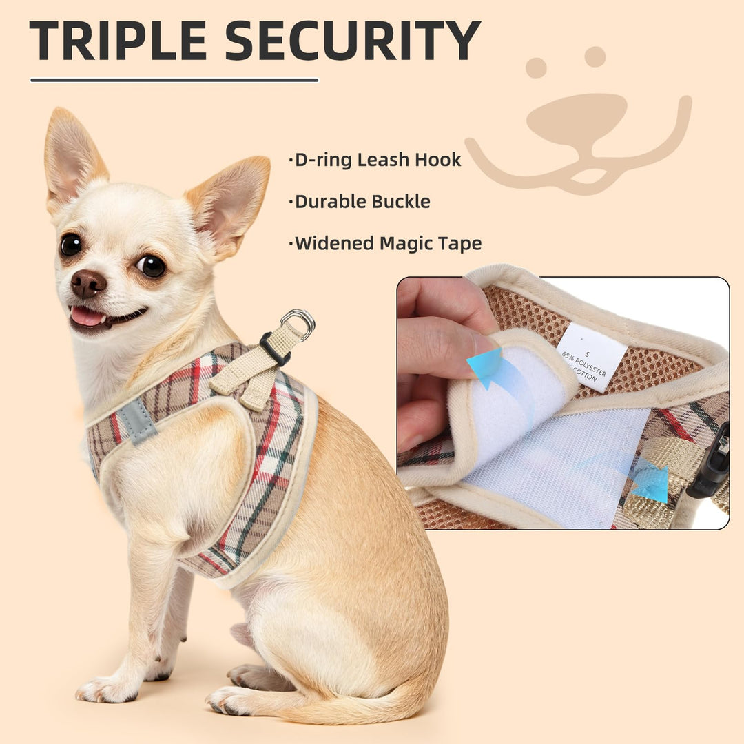 PUPTECK Dog Harness Collar and Leash Set, Khaki, M